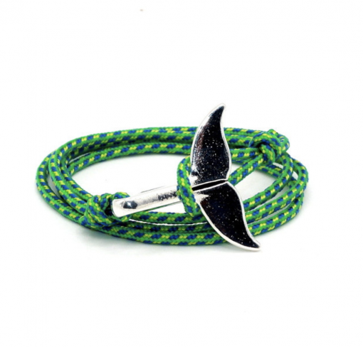 Paracord whale tail bracelet green