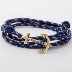 bracelet gold anchor navy blue